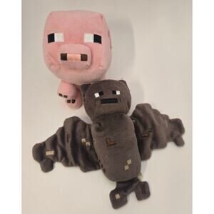 Minecraft Plush Characters Bat and Pig Doll Bean Bag Stuffed Toy Figure Mojang